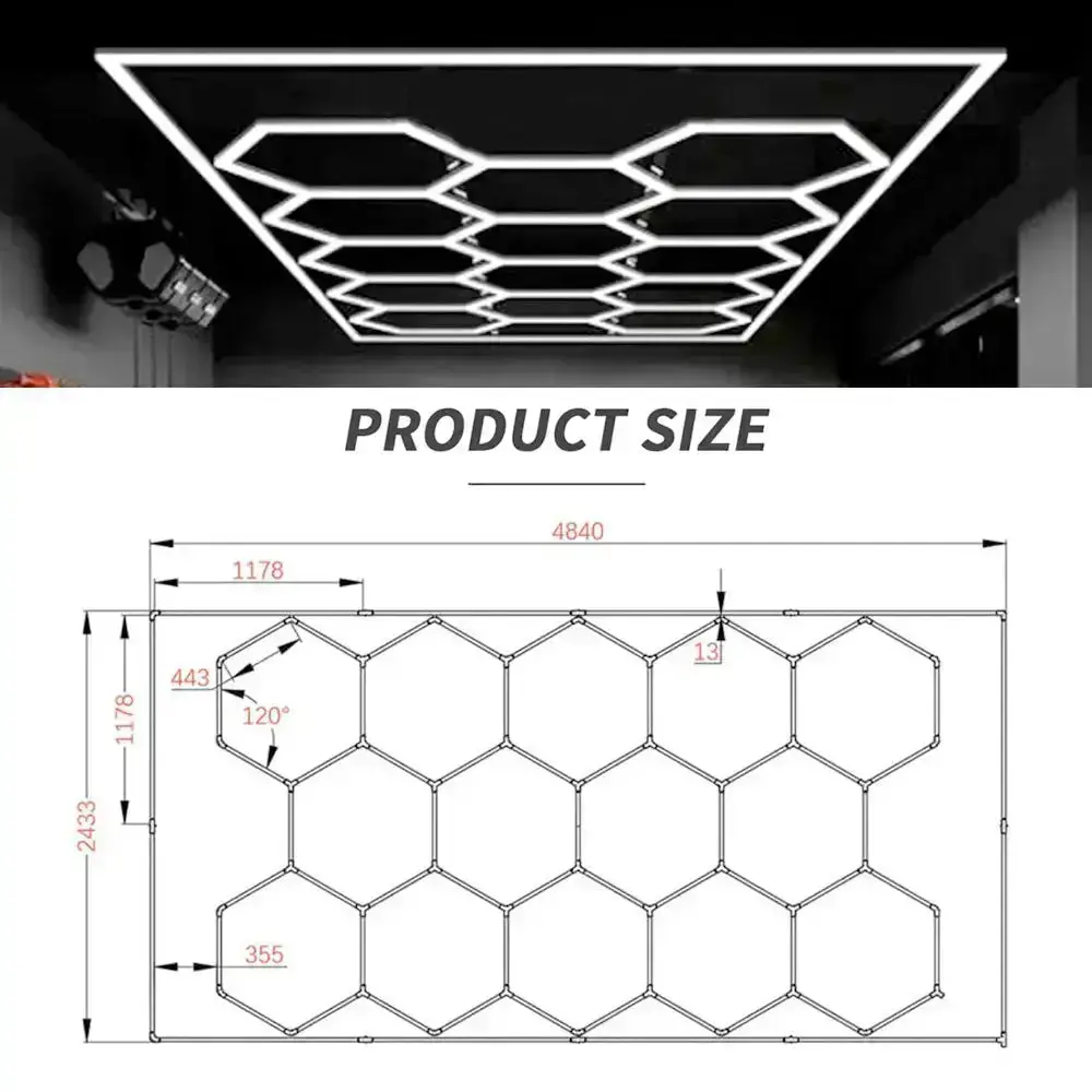 Hexglo Type B - 14 Piece Hexagon Modular Led Lighting Kit With Border 1