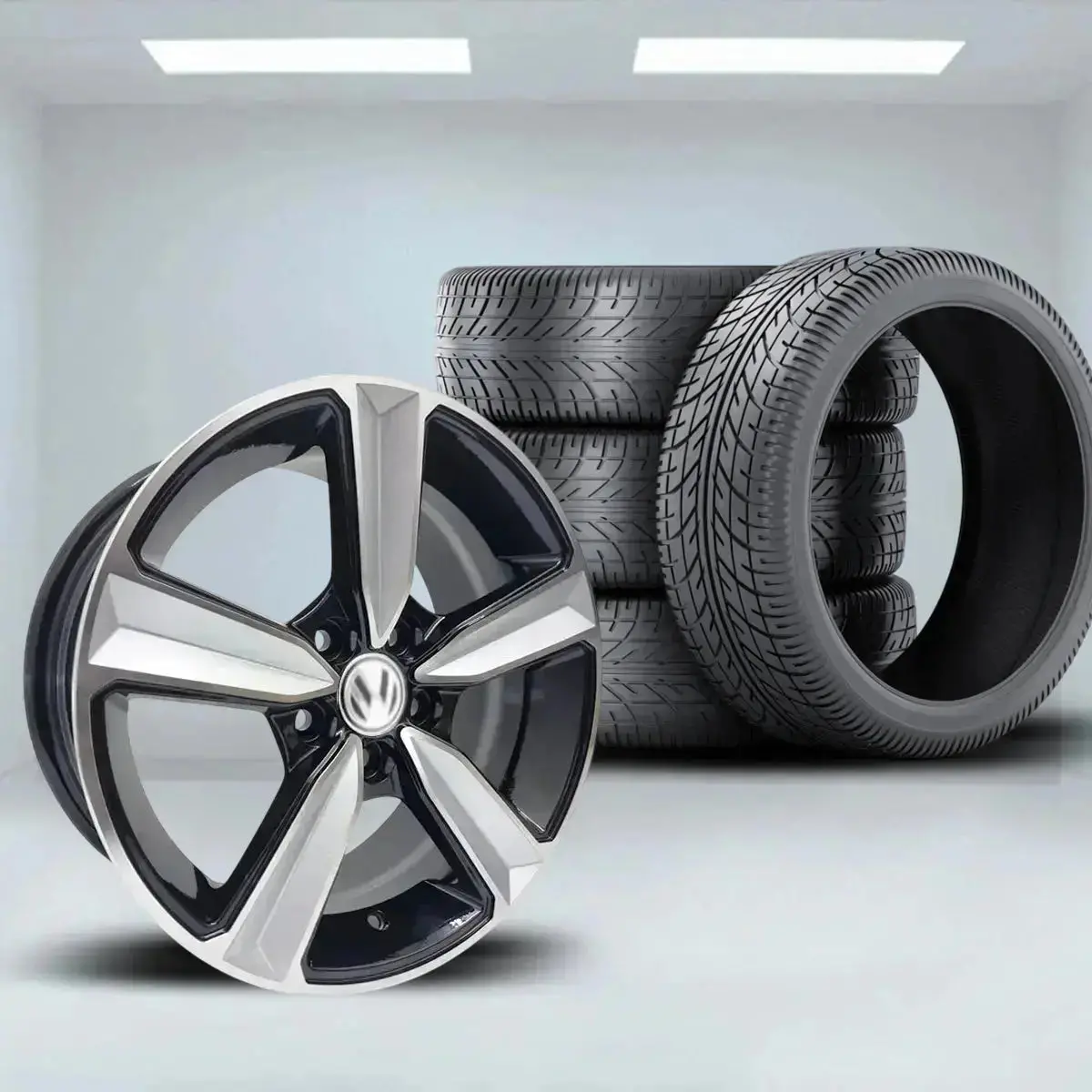 15 Inch  Mx057-5 Audi Rs Style Wheel & Tyre Combo (5X100 Pcd) 1