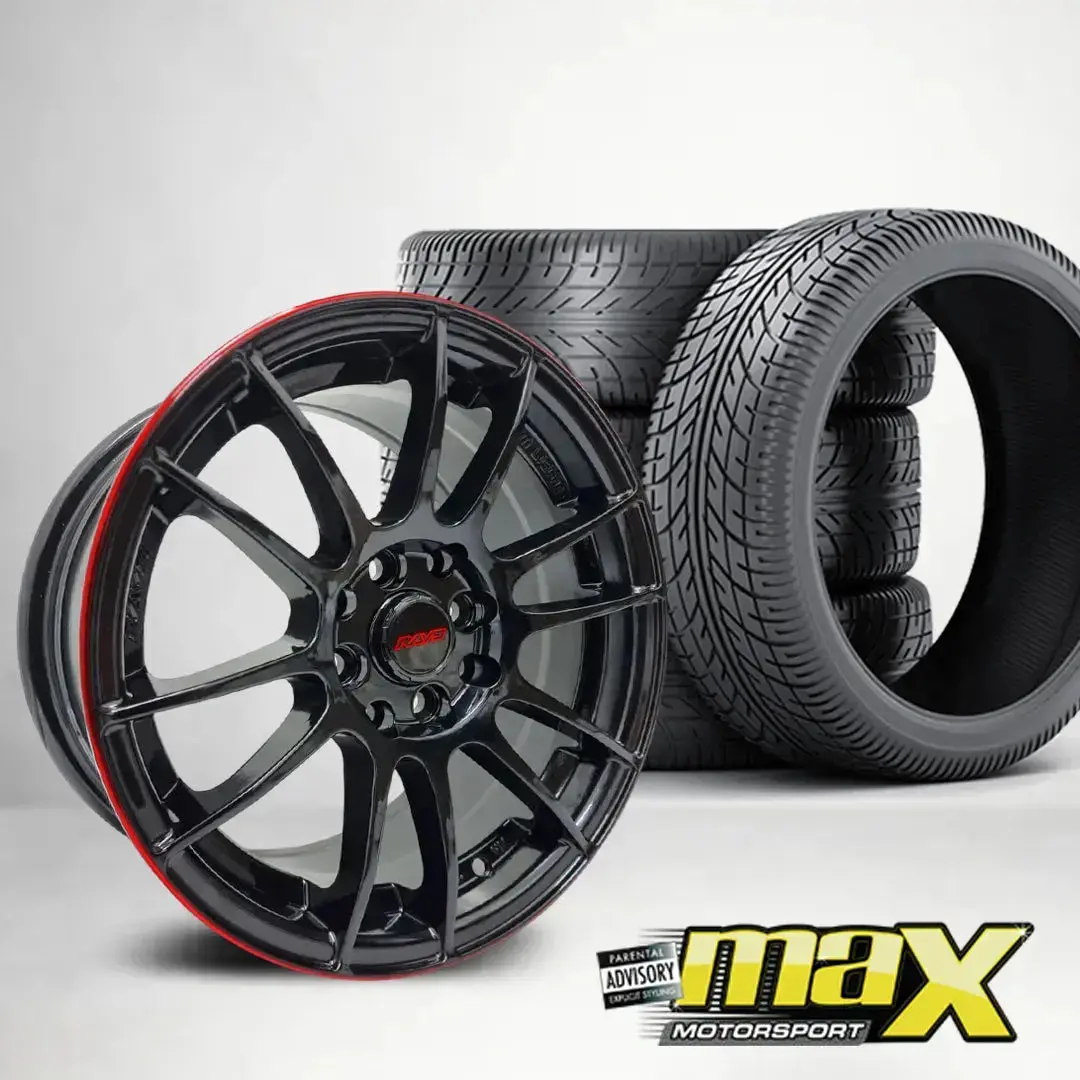 15 Inch Mx123 Rays Style Wheel & Tyre Combo - (4X100/ 4X114.3 Pcd) 1