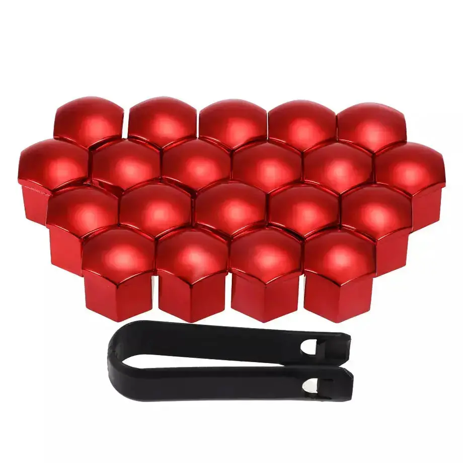 17Mm - Plastic Wheel Nut Protective Covers (Red) 1