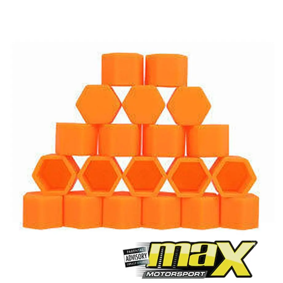 17Mm - Silicone Protective Wheel Nut Covers (Orange) 1