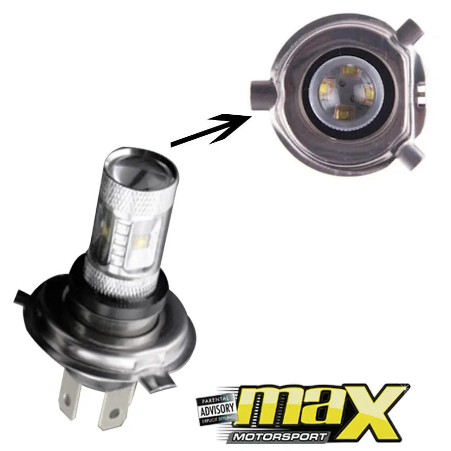 H4 Led Drl Bulb With Projector Lens 1