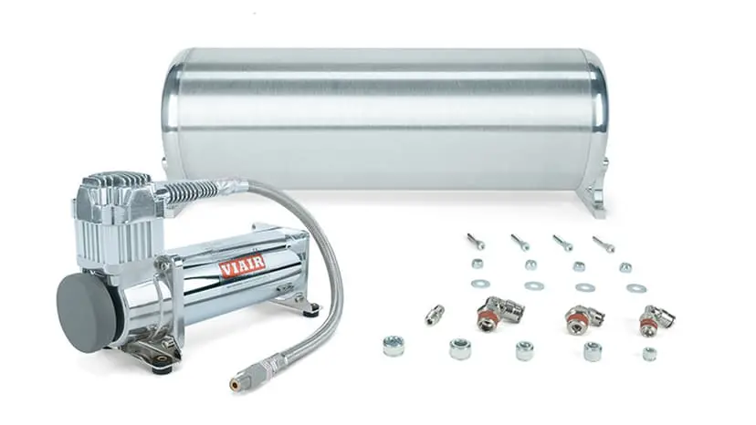 18" Flo Air Tank And Viair 444C Chrome Compressor Kit 1
