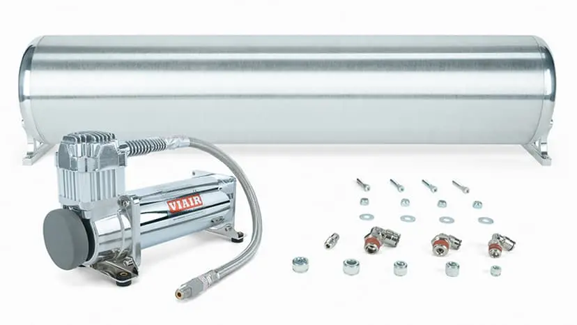28" Flo Air Tank And Viair 444C Chrome Compressor Kit 1