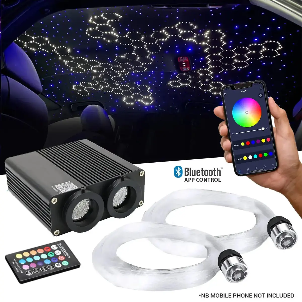 36W App Control Car Roof Fiber Optic Starry Light Kit - 600 Stars 1