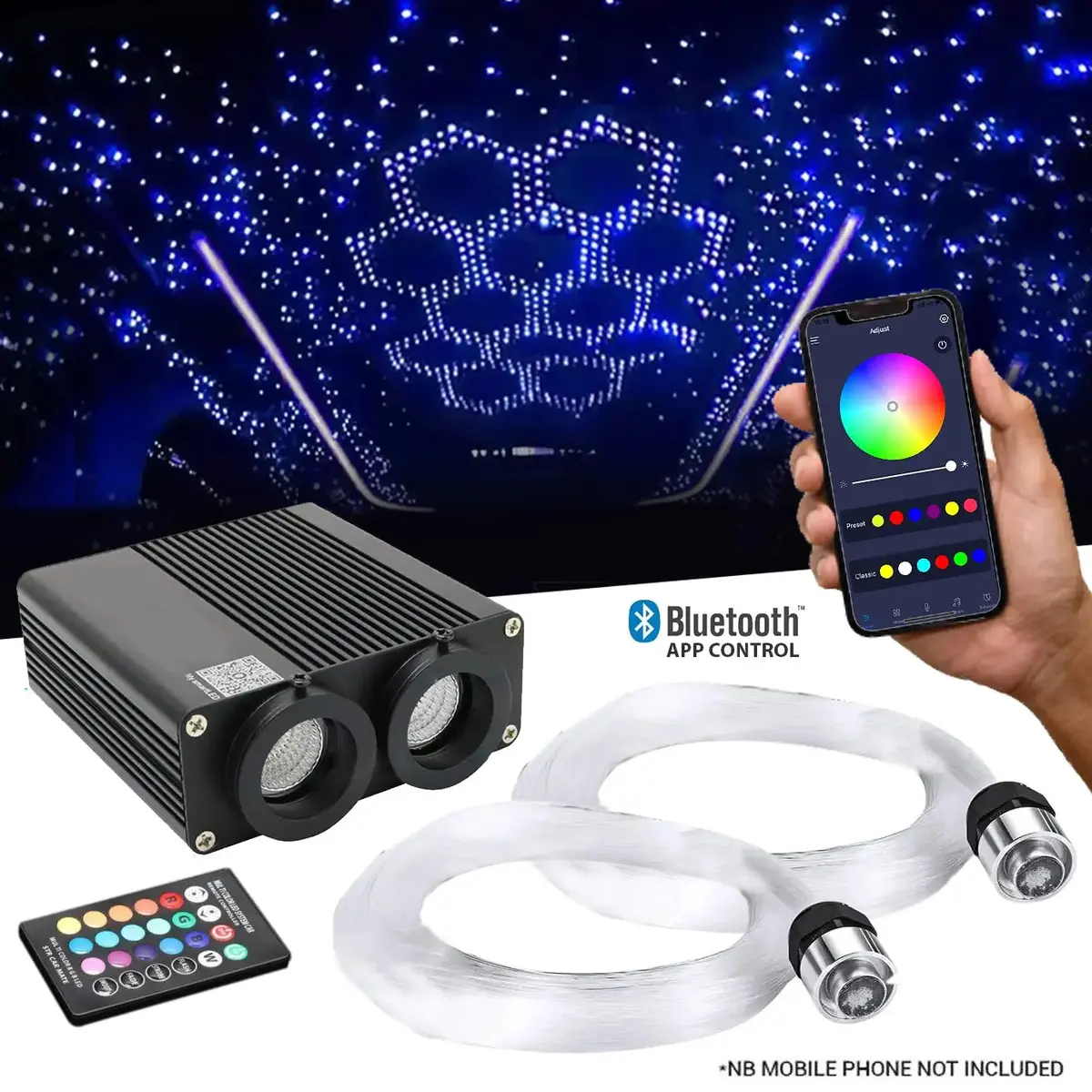 36W App Control Car Roof Fiber Optic Starry Light Kit - 1000 Stars 1