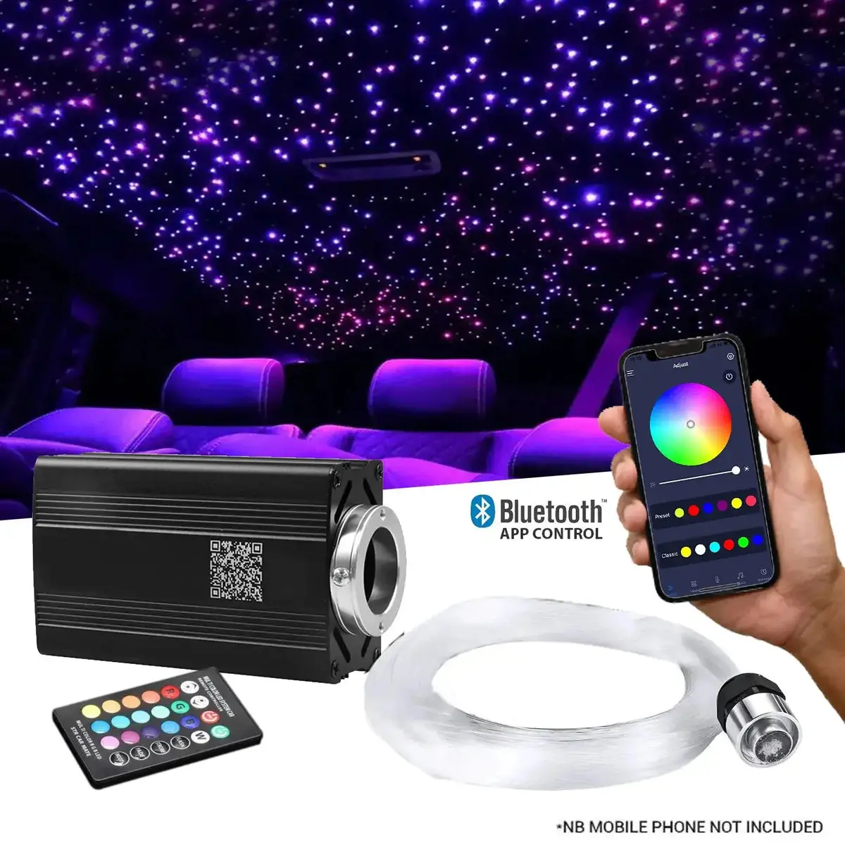 18W App Control Car Roof Fiber Optic Starry Light Kit - 300 Stars 1