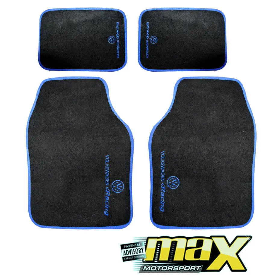 4 Piece Volkswagen Racing Car Mats (Blue) 1