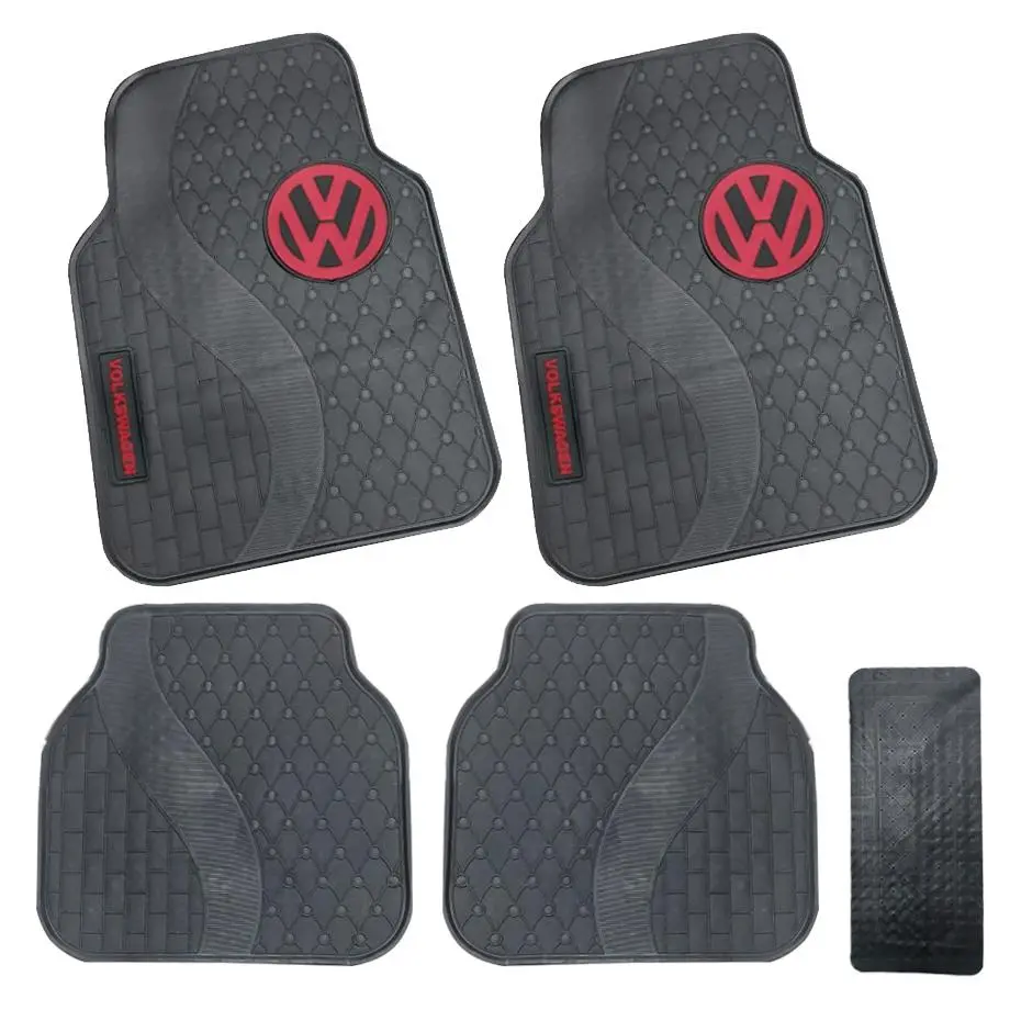 5-Piece Vw Branded Rubber Car Mats (Red) 1