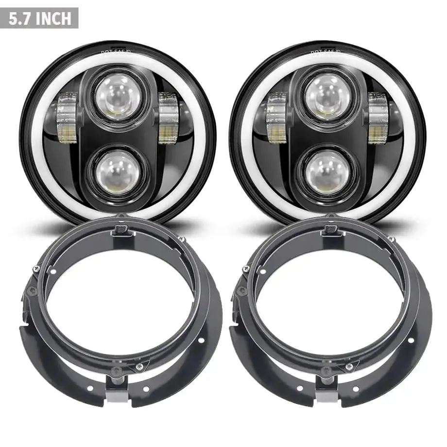 5.7 Inch Universal Jeep Style Led Headlights Plus Mounting Bracket (4-Piece) 1