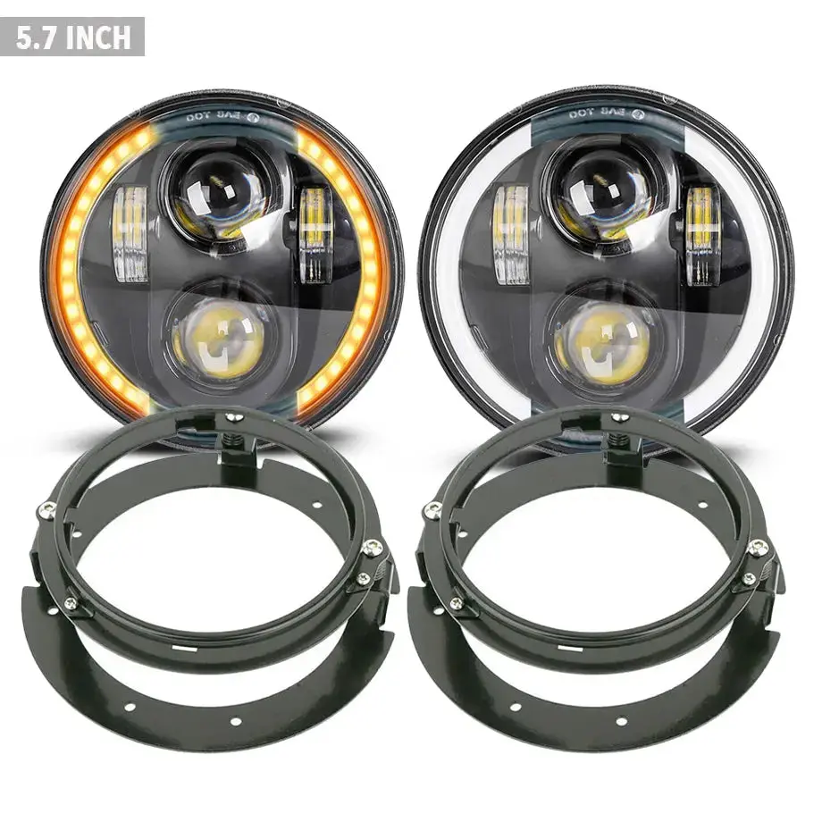 5.7 Inch Universal Jeep Style Led Headlights Plus Mounting Bracket (4-Piece) 1