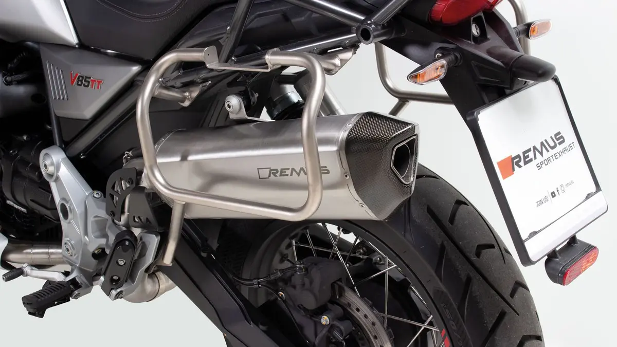 Moto Guzzi V85 Tt Black Hawk M Black Hawk Slip On Silencer, Stainless Steel Matt 1