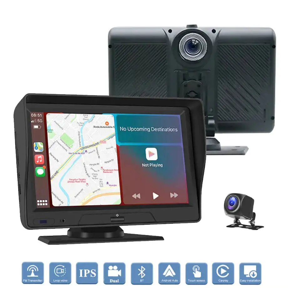 7 Inch 2-Way Dvr Camera Screen With Apple Carplay & Android Auto 1