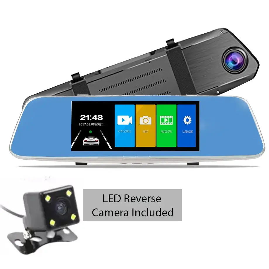 7 Inch 2-Way Dvr Mirror Camera With Reverse Camera 1
