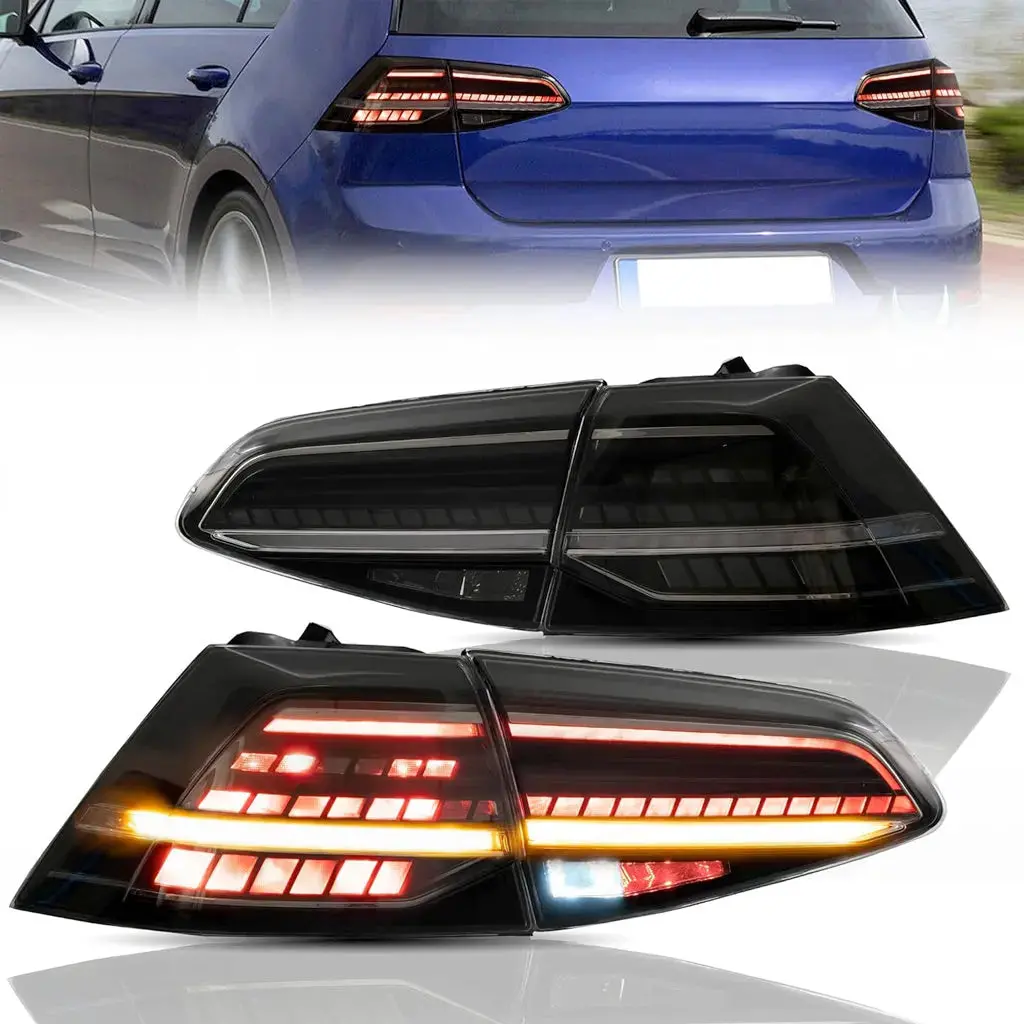 Suitable To Fit - Vw Golf 7 / 7.5 Oem Style Smoked Black Led Sequential Taillights 1