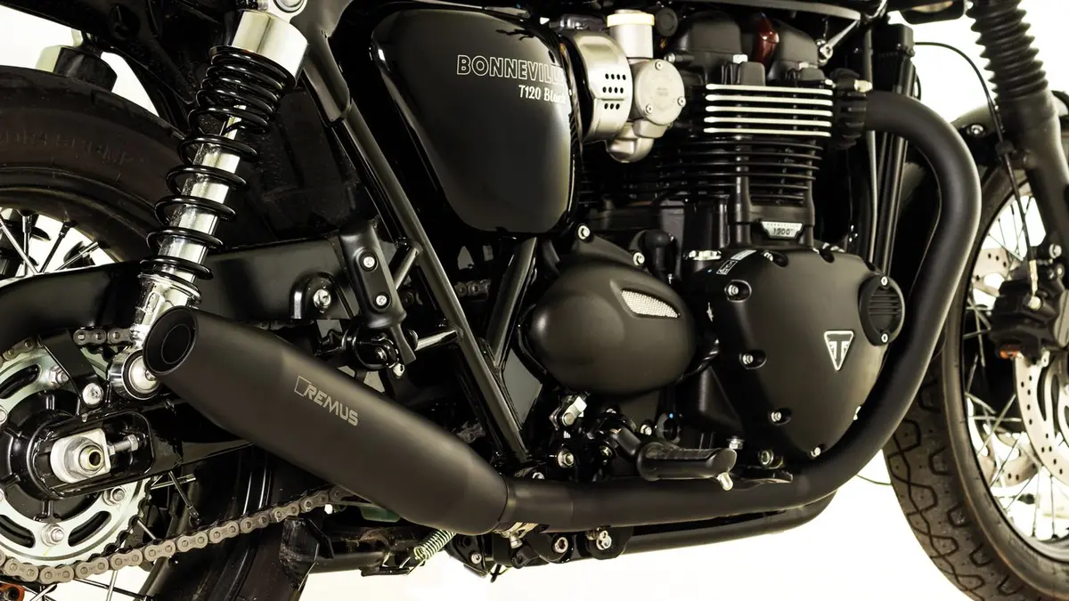 Triumph Bonneville T120 Black Custom Tapered Exhaust Right Ø 84 Mm, Stainless Steel Black, Incl. (Ec-) Approval 1