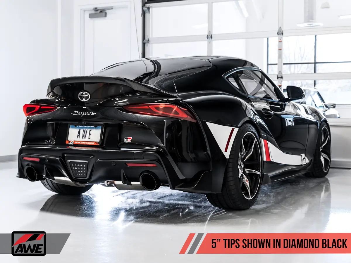 Awe Toyota Gr Supra Resonated Touring Edition Exhaust - 5In Diamond Black Tips 1