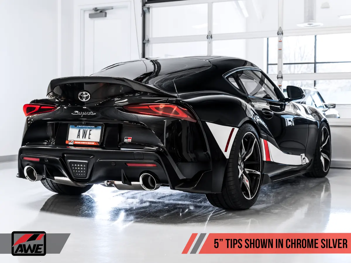 Awe  Toyota Gr Supra Resonated Touring Edition Exhaust - 5In Chrome Silver Tips 1