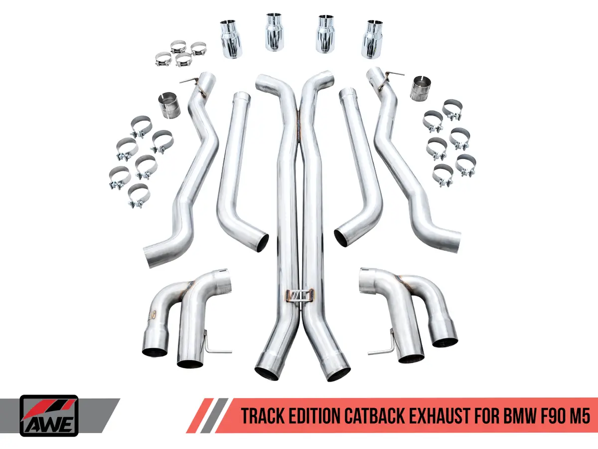Awe Tuning 18-19 Bmw M5 (F90) 4.4T Awd Cat-Back Exhaust - Track Edition (Chrome Silver Tips) 1