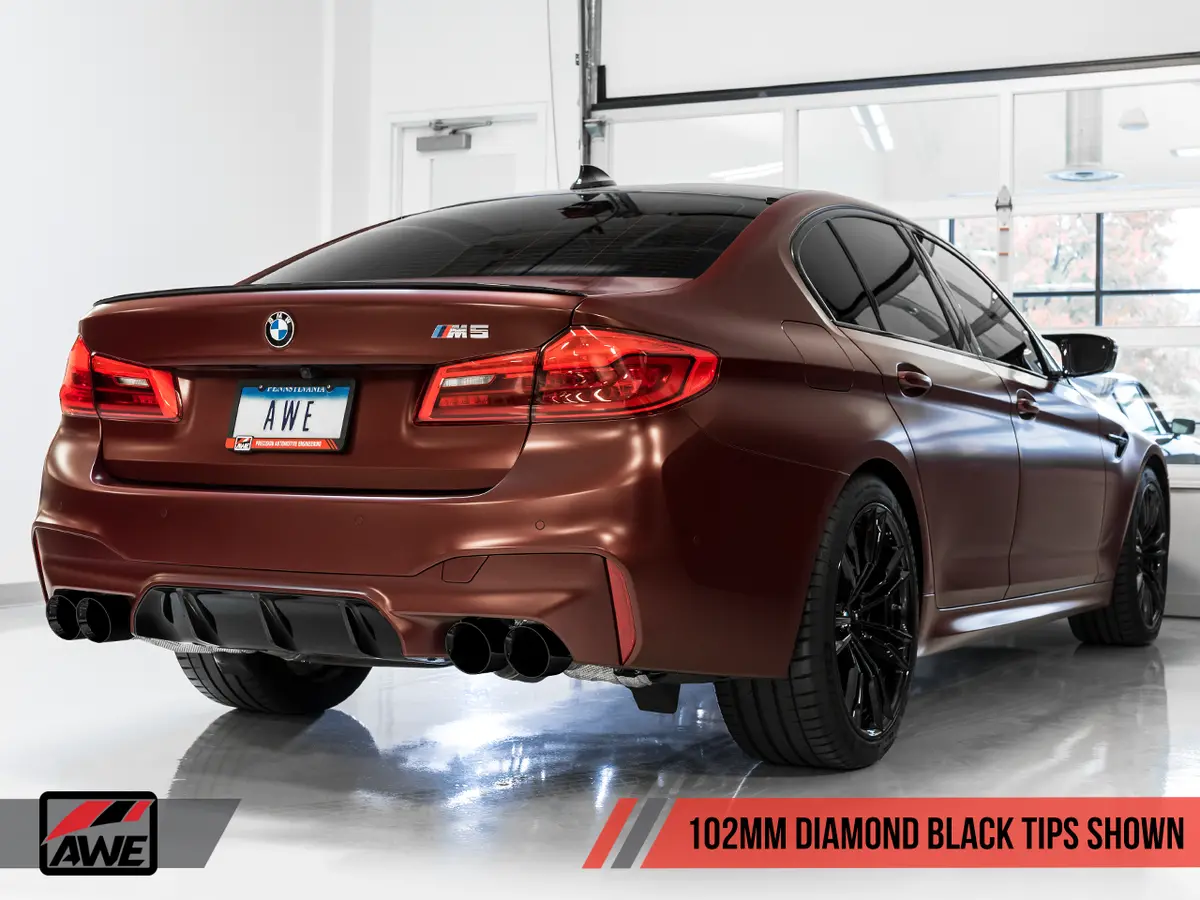 Awe Tuning 18-19 Bmw F90 M5 Track Edition Axle-Back Exhaust- Black Diamond Tips 1