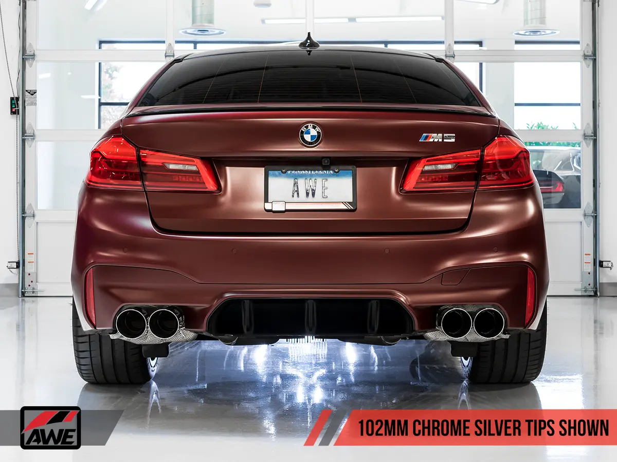 Awe Tuning 18-19 Bmw M5 (F90) 4.4T Awd Axle-Back Exhaust - Track Edition (Chrome Silver Tips) 1