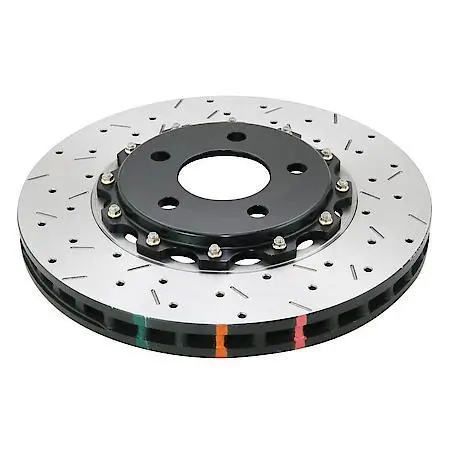 Dba 09+ Nissan Gtr R-35 Rear Drilled & Slotted 5000 Series 2 Piece Rotor Assembled W/ Black Hat 1