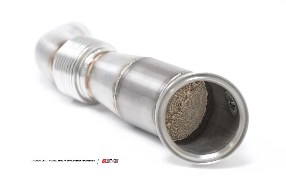 Ams Performance 2020+ Toyota Supra A90 Street Downpipe W/Gesi Catalytic Converter 1
