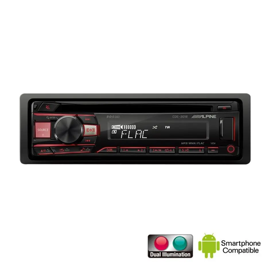 Alpine Cde-201R Cd/Mp3/Usb Receiver With Android Compatibility 1