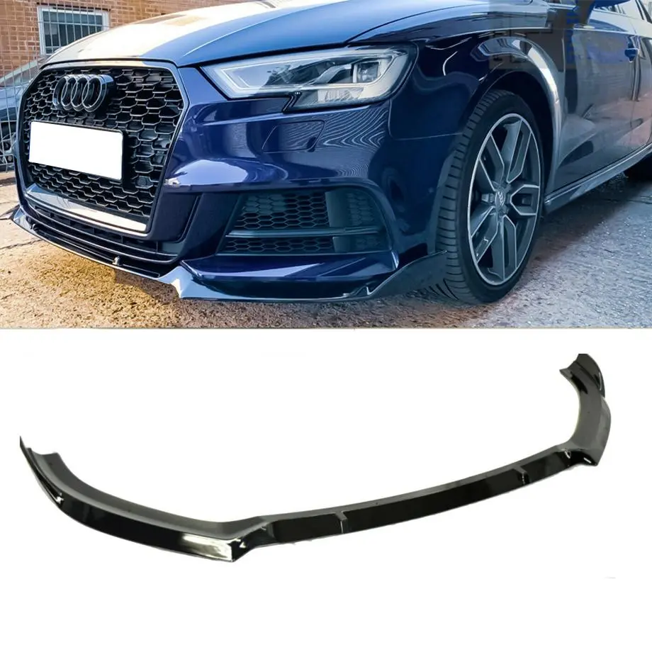 Audi A3 S-Line Hatchback (18-On) Gloss Black Front Lip Spoiler 1
