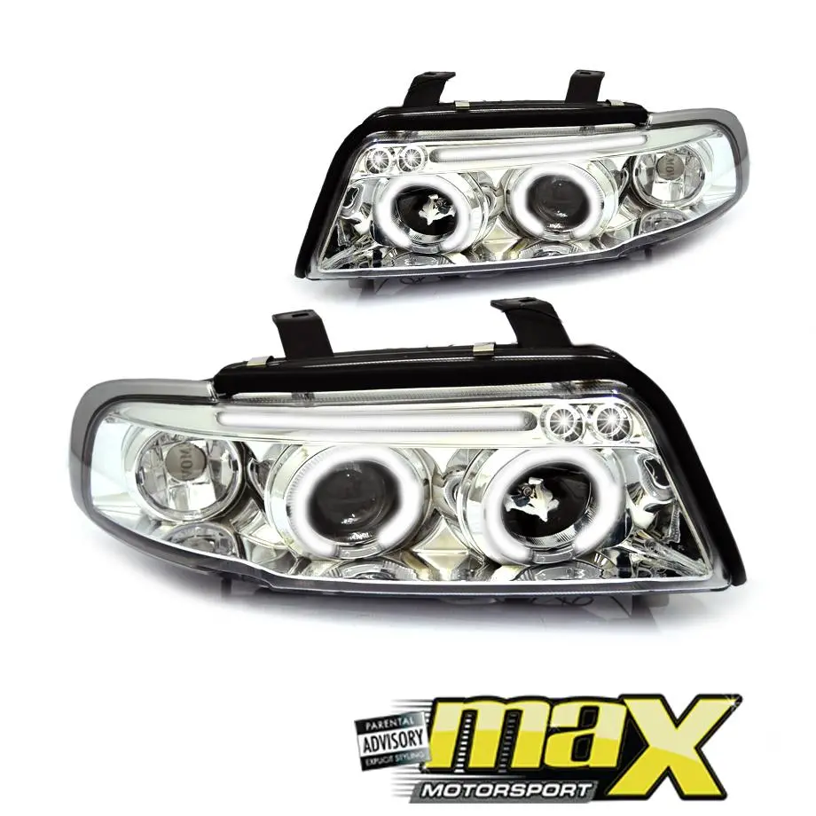 Audi A4 Angel Eye Headlight With Projector (95-98) (Chrome) 1
