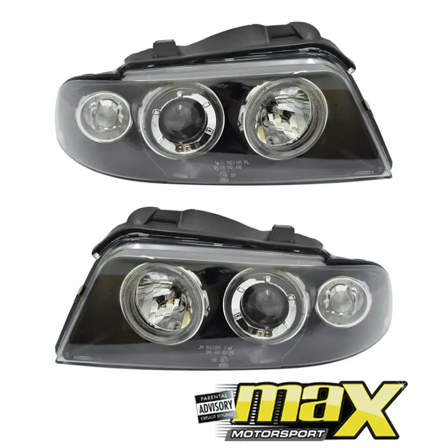Audi A4 Angel Eye Headlights With Projector 2001-03 (Black) 1