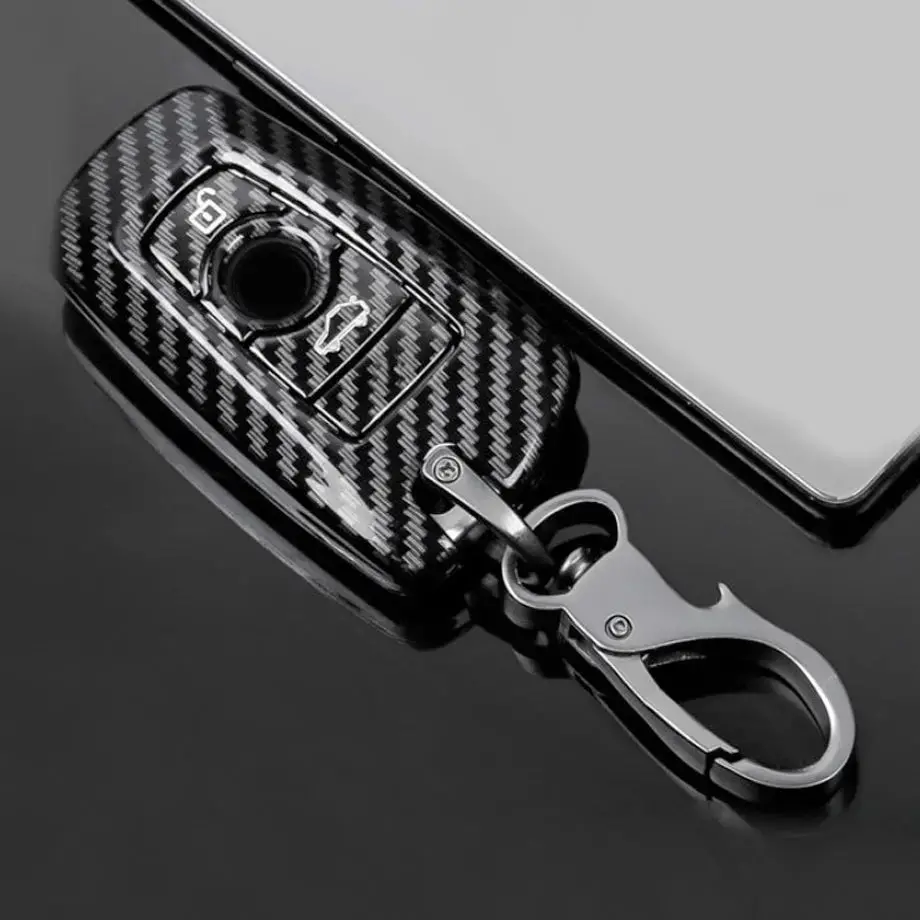 Bm 2-Button Carbon Look Key Case Cover With Key Ring 1