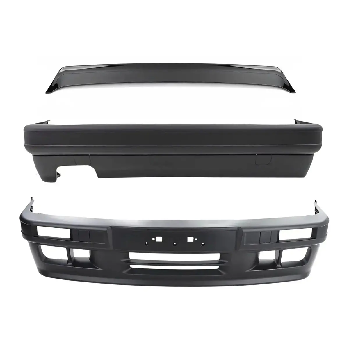 Bm E30 Plastic Bumper M-Tech Style Body Kit With Gloss Black M5 Style Boot Spoiler (4-Piece) 1