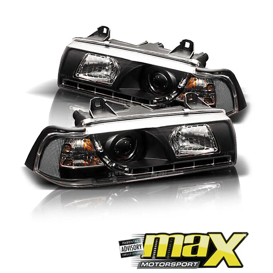 Bm E36 3-Series Black Led Projector Headlights - 2Dr (93-98) 1
