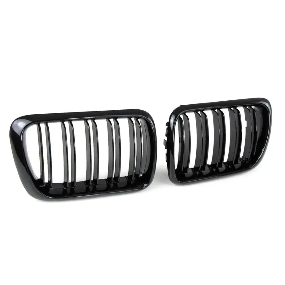 Bm E36 3-Series Piano Black Double Slat Kidney Grilles (Facelift 96-99) 1