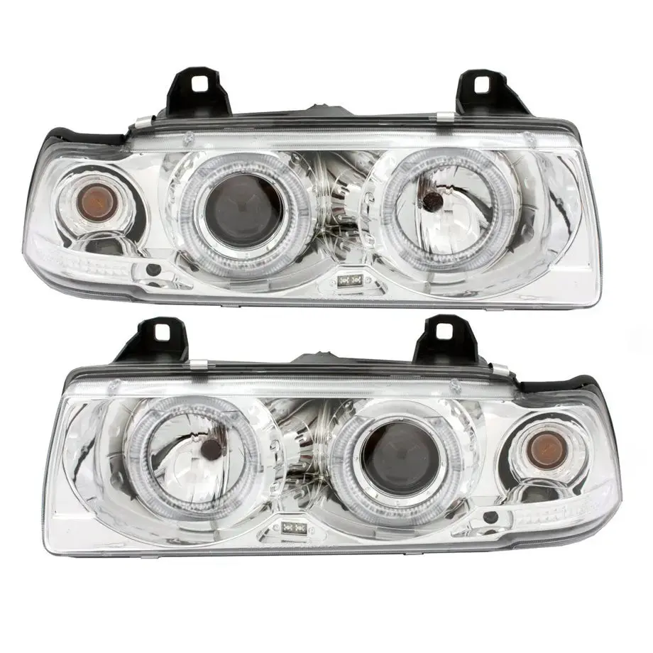 Bm E36 3-Series (93-98) Chrome Angel Eye Projector Headlights - 4Dr 1