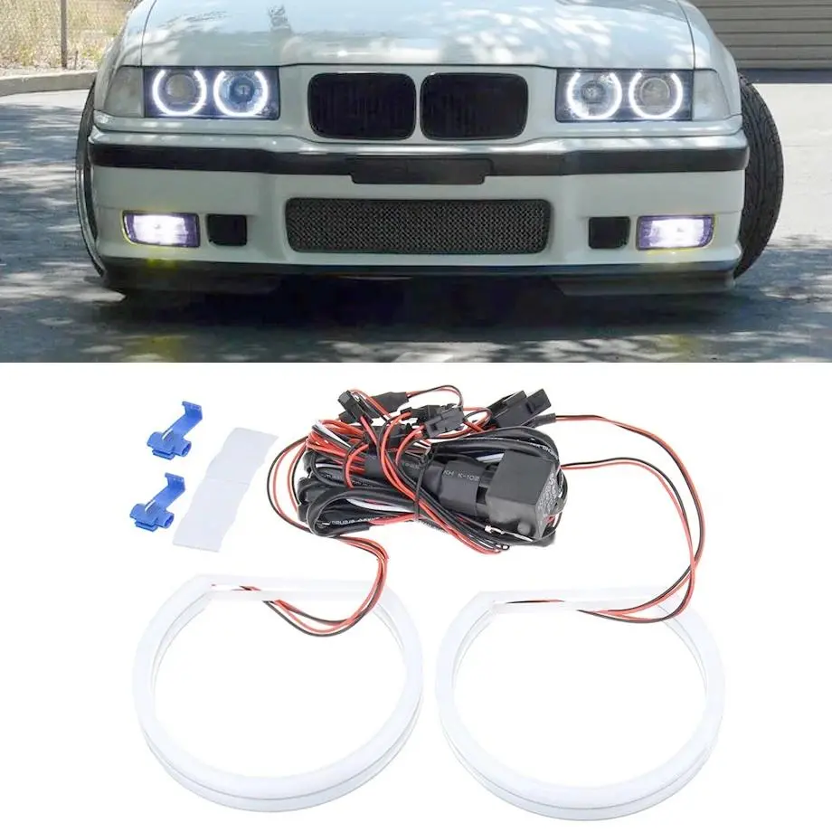 Bm E36 Projector Cotton Angel Eye Rings With Wiring Loom 1