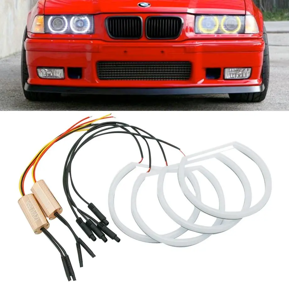 Bm E36 Projector Headlights Dual Function Cotton Angel Eye Rings 1