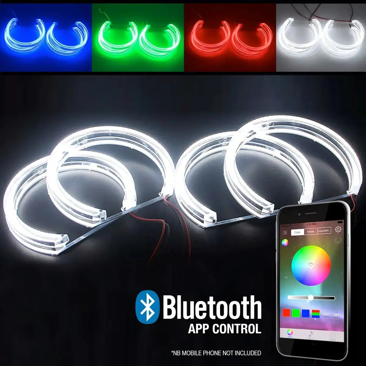 Bm E46 3-Series Non-Projector Rgb App Control Led Angel Eye Rings 1