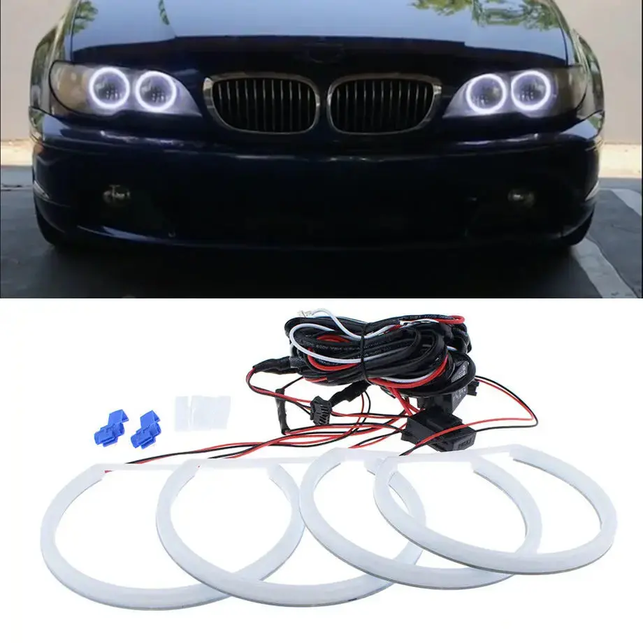 Bm E46 Non-Projector Cotton Angel Eye Rings With Wiring Loom 1