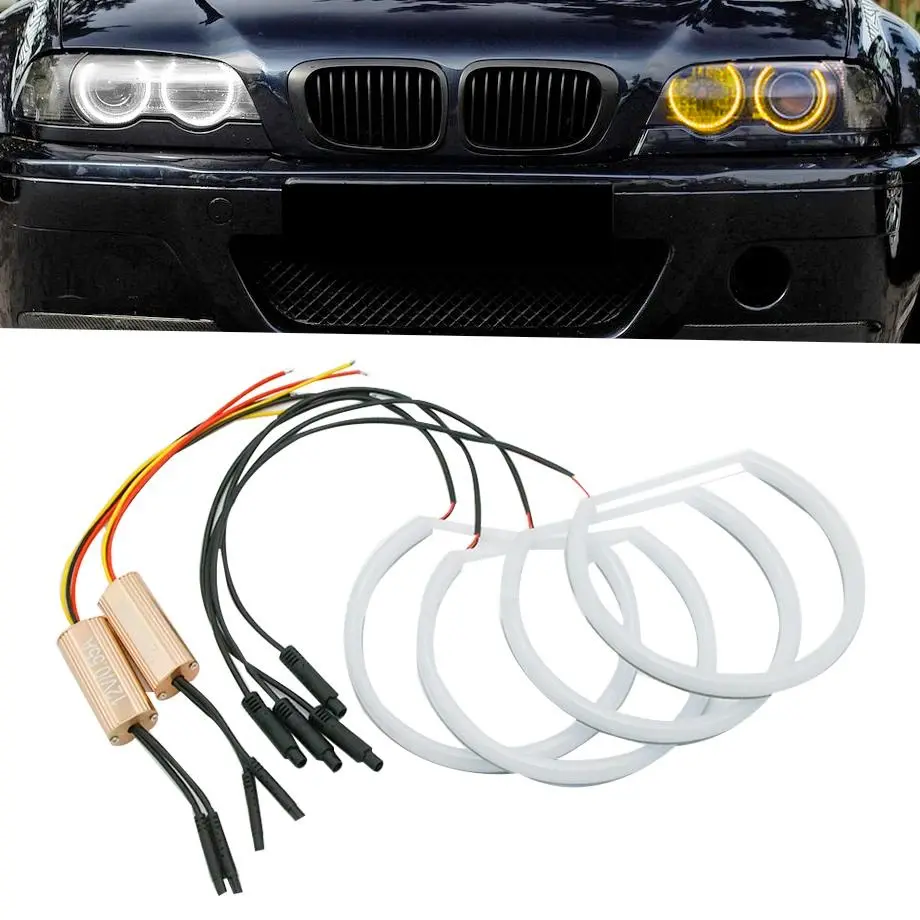 Bm E46 Projector Headlights Dual Function Cotton Angel Eye Rings 1