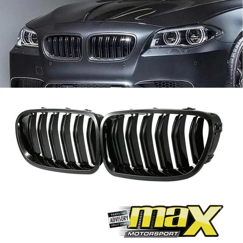 Bm F10 / F18 5-Series Piano Black Double Slat Kidney Grille (10-16) 1