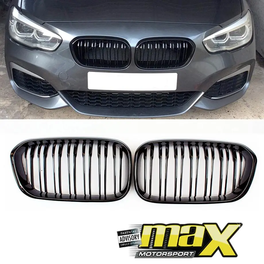 Bm F20 1-Series Piano Black Double Slat Kidney Grille (15-19) 1