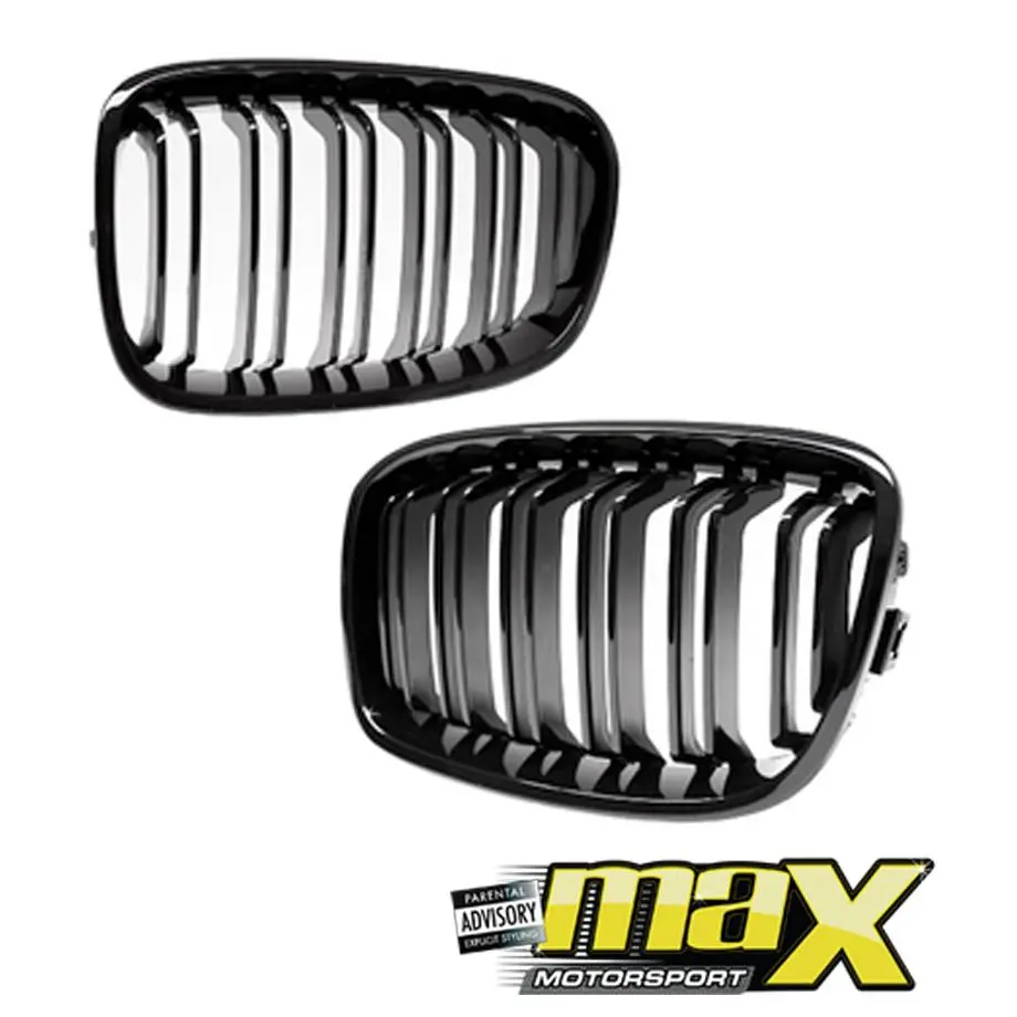 Bm F20 1-Series Piano Black Double Slat Kidney Grille (15-19) 2
