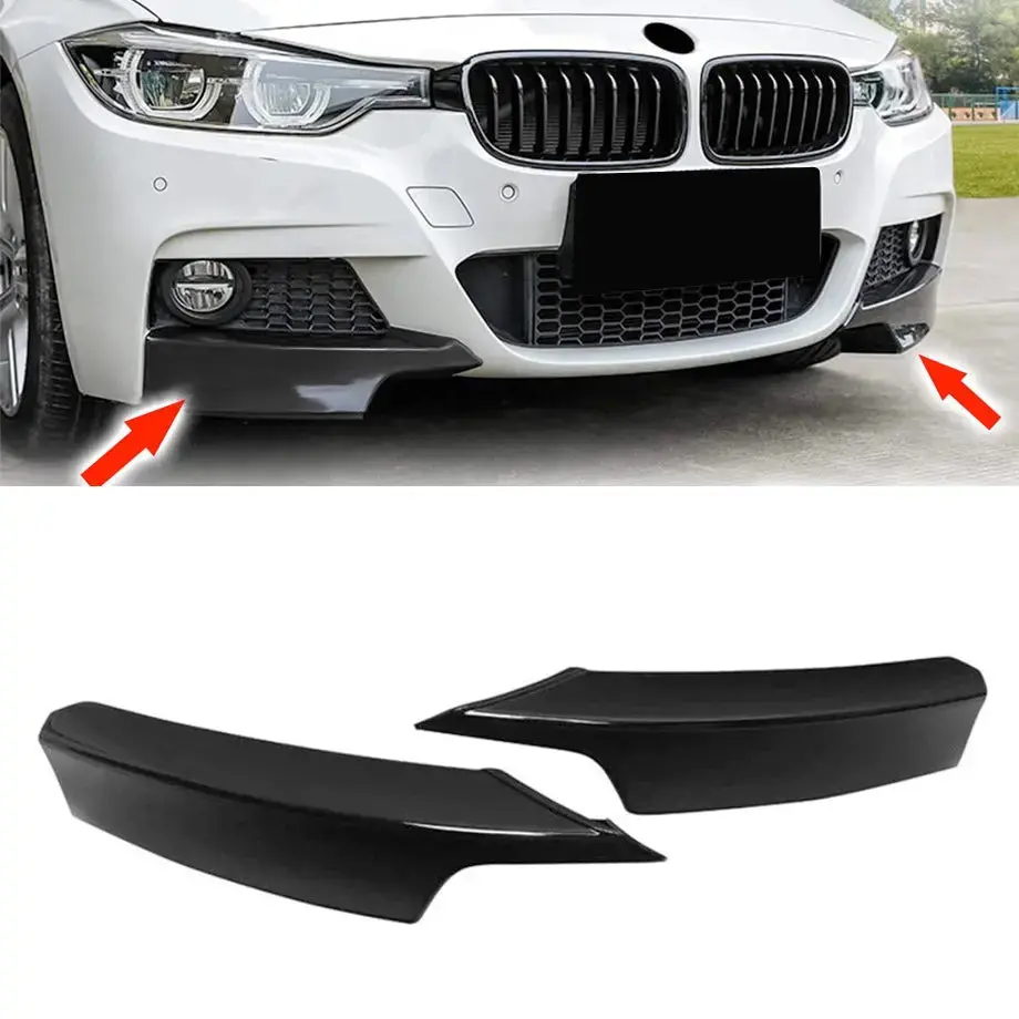 Bm F30 3-Series Gloss Black Plastic Front Bumper Splitters 1