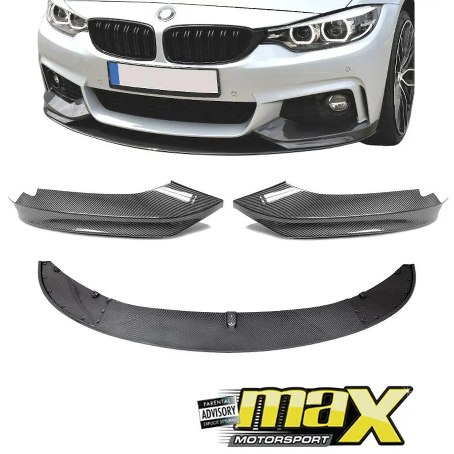 Bm F32 / F33 4-Series Carbon Look 3-Piece Front Spoiler 1