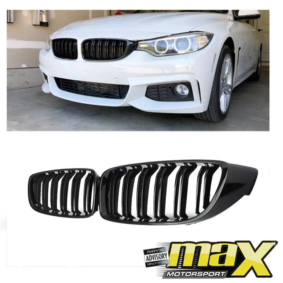 Bm F32 4-Series Piano Black Double Slat Kidney Grille 1