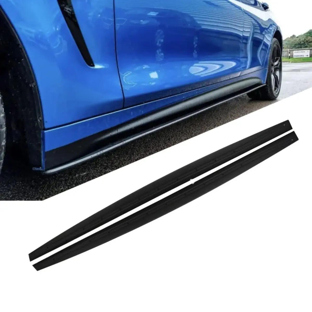 Bm F32 / F33 4-Series M-Tech Blade Style Gloss Black Side Skirt Extension 1