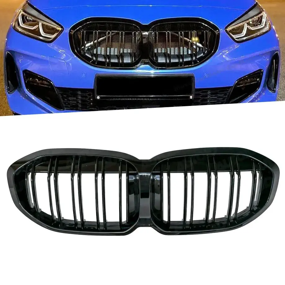 Bm F40 1-Series (21-On) Piano Black Double Slat Kidney Grille 1