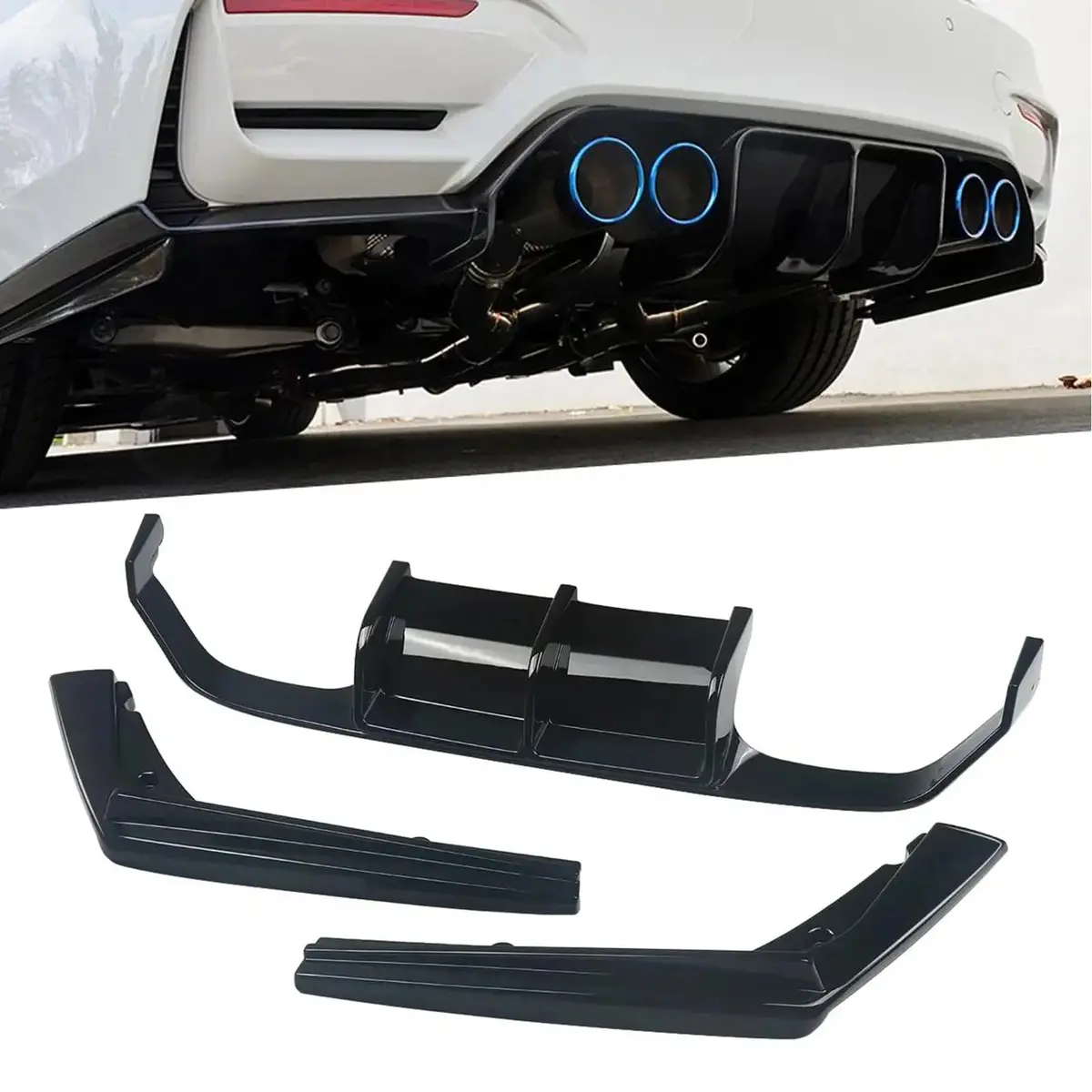 Bm F80/F82 (M3/M4) Vorsteiner Style 3-Piece Gloss Black Rear Diffuser 1